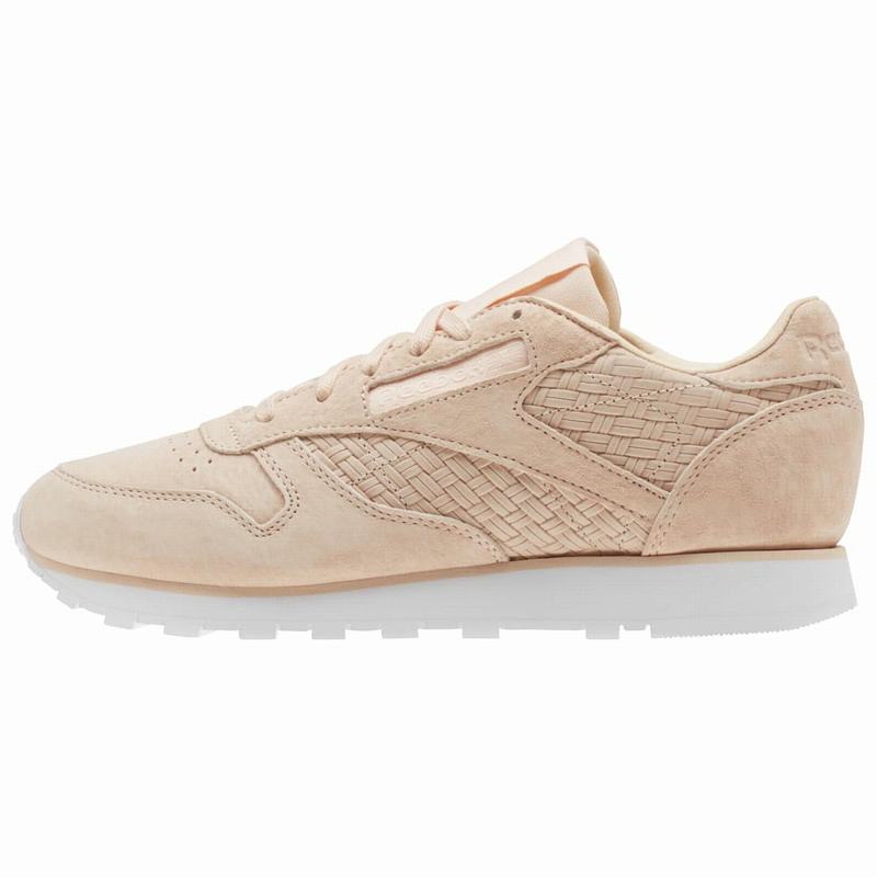 Tenisi Reebok Classic Leather Woven Emb Dama Roz/Albi Romania DI2926QL